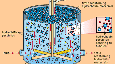 Schematic diagram of a flotation separation cell.