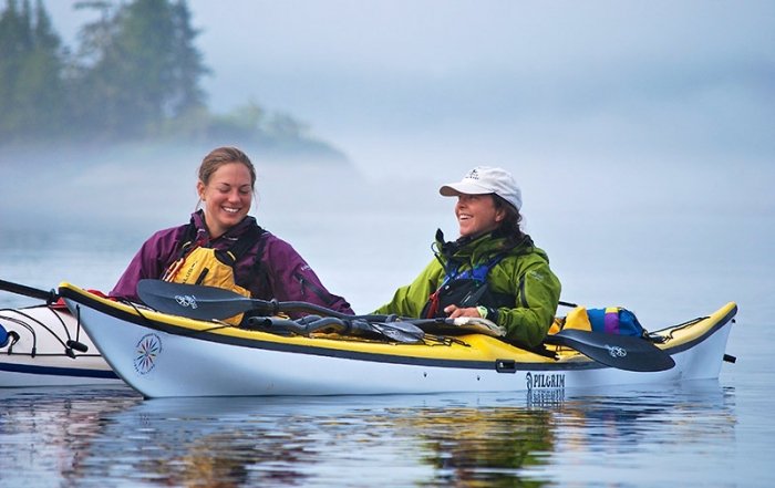 Happy Paddlers, Spirit of the West Adventures kayaking expeditions to Johnstone Strait and Broughton Archipelago, British Columbia, Canada