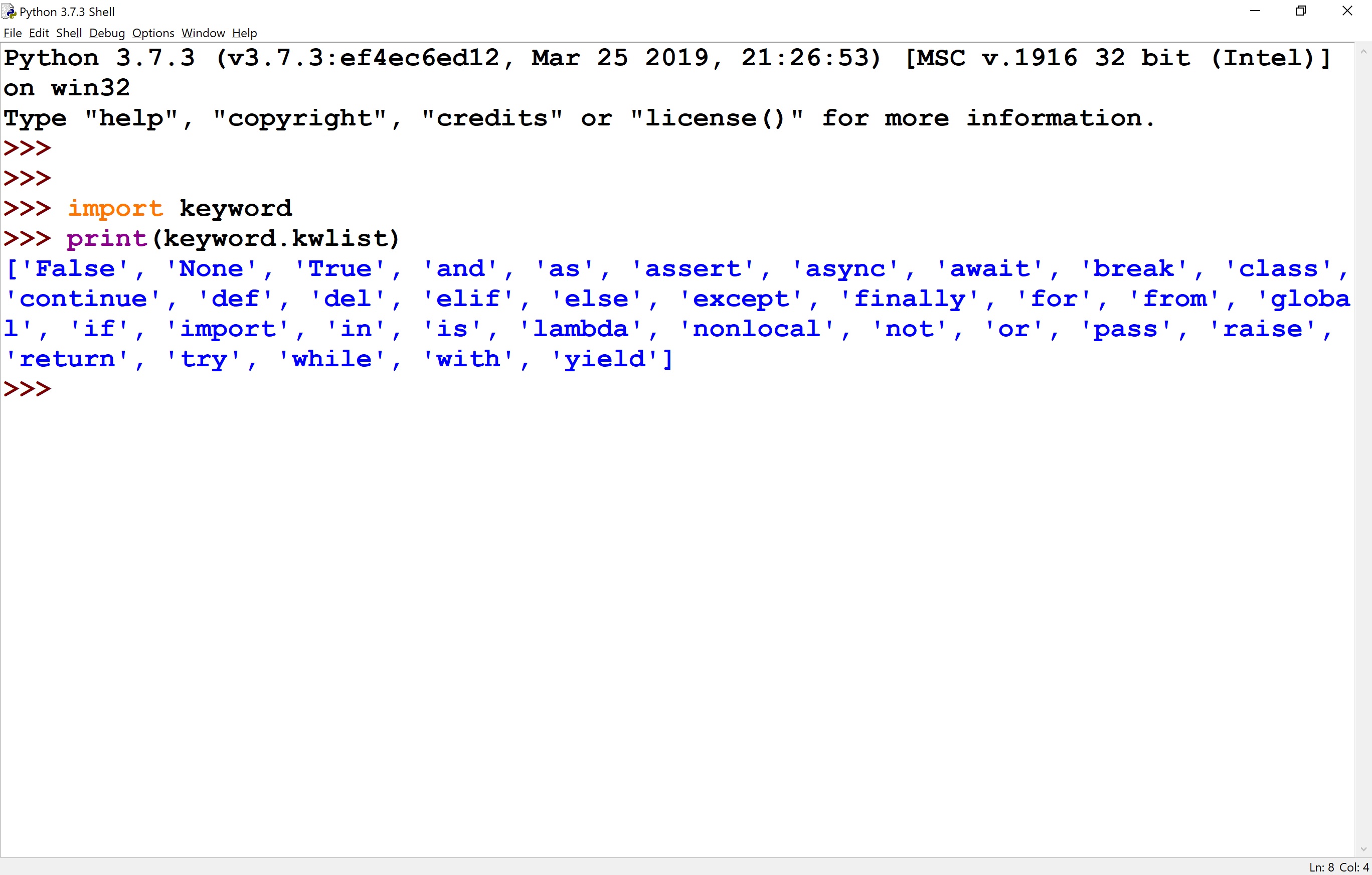 Python Keywords, Keywords in Python