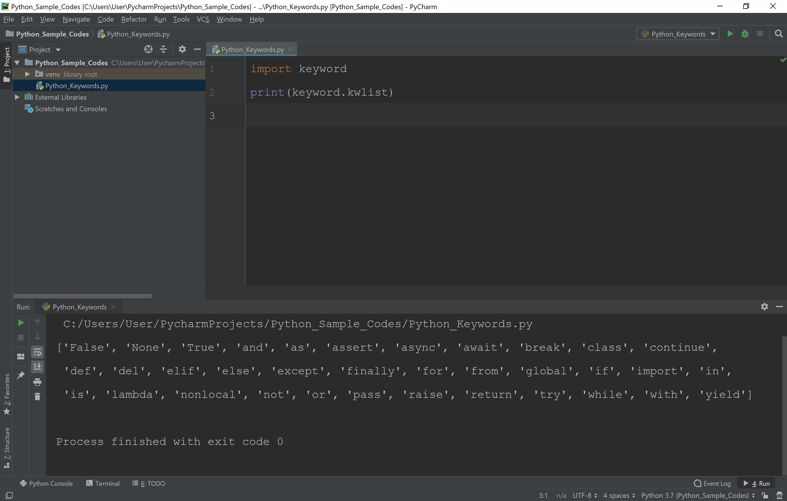 Python Keywords, Keywords in Python