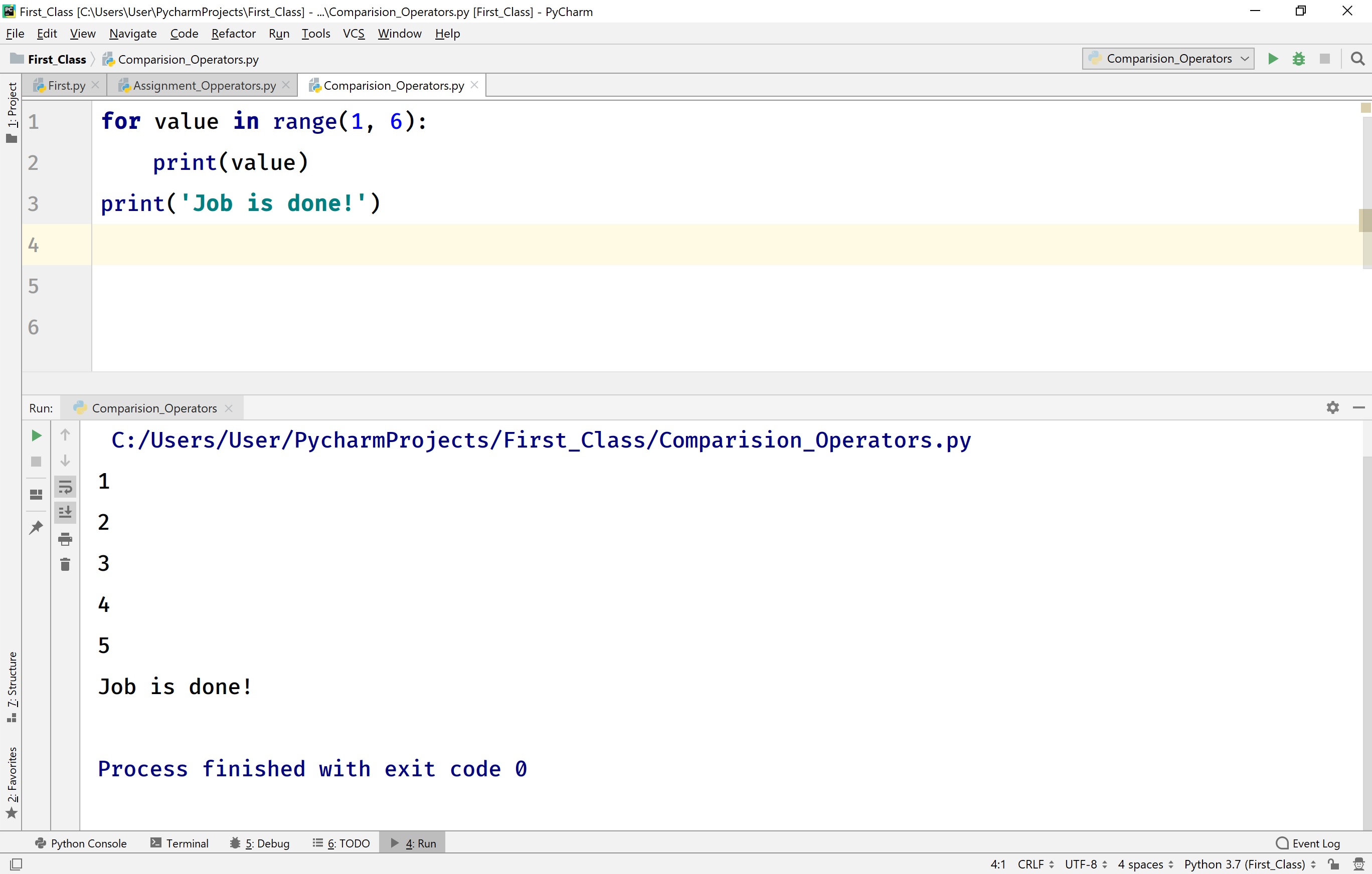 Python for statement