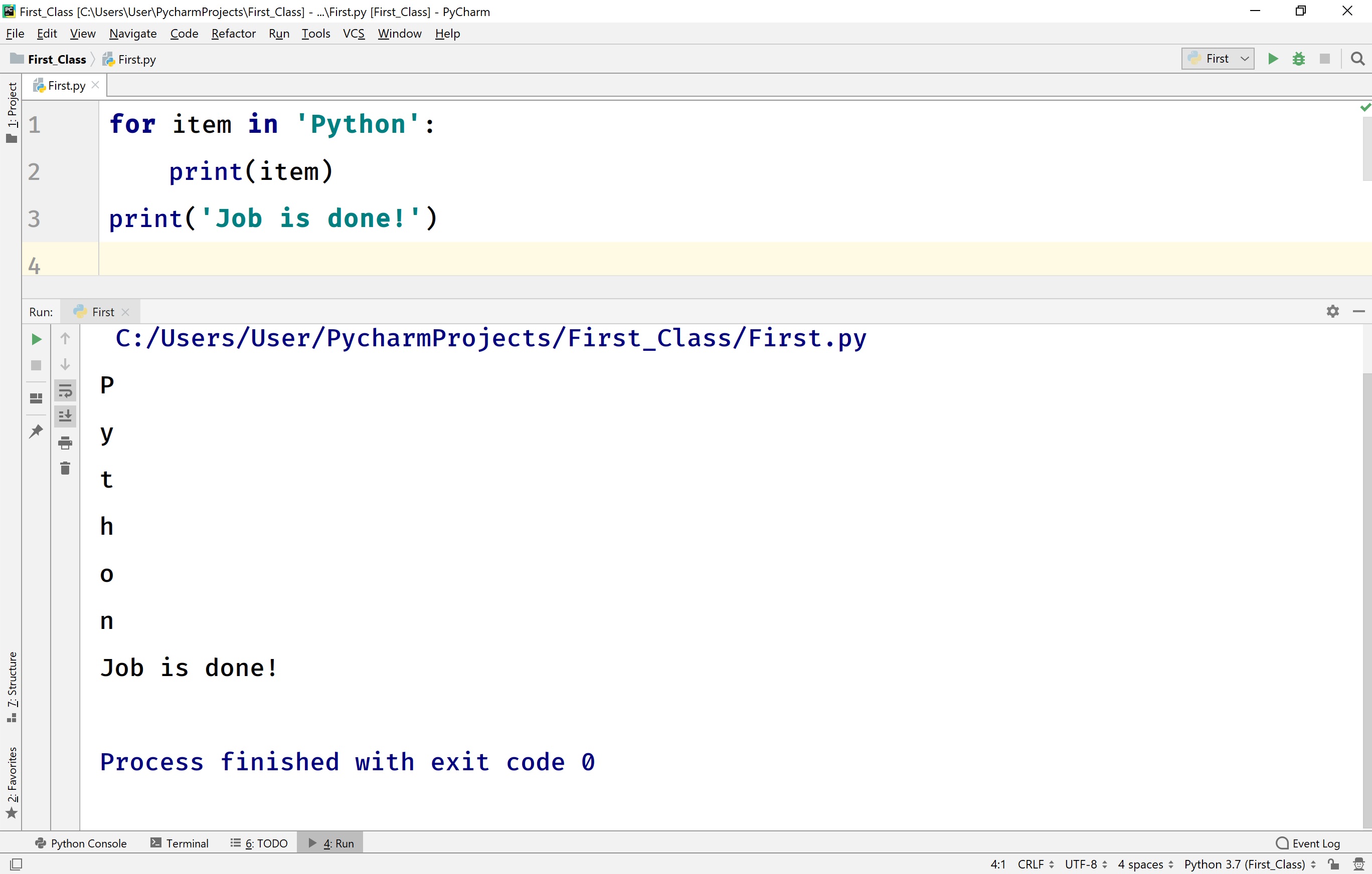 Python for statement