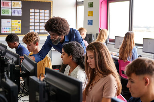 Teacher teaching students in a classroom