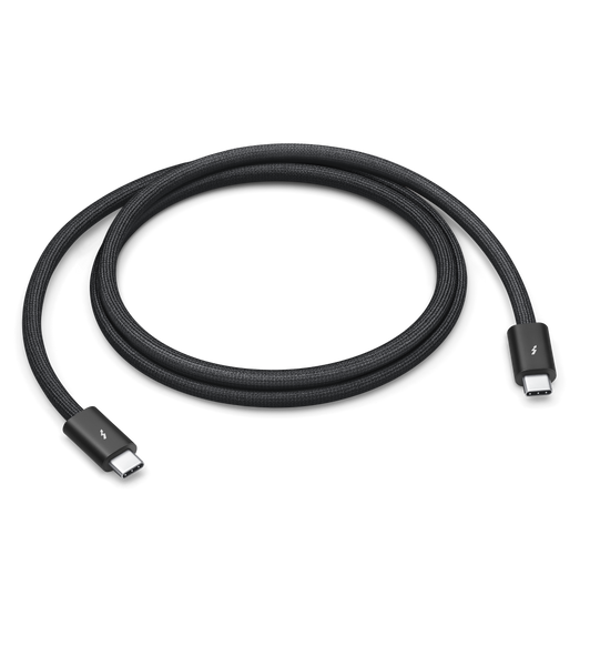 Thunderbolt 4 Pro-kabel (1 meter) med flettet design i svart som sørger for at kabelen ikke floker seg, og kan overføre data opptil 40 gigabyte per sekund.