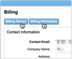 Billing history and Billing information buttons