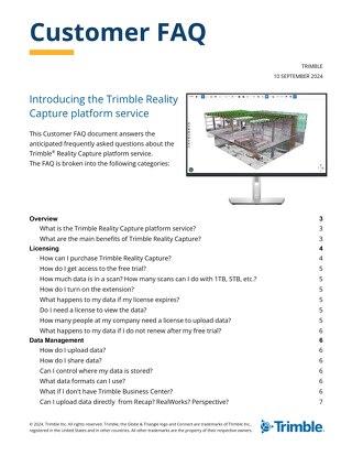 Trimble Reality Capture platform system - Customer FAQs