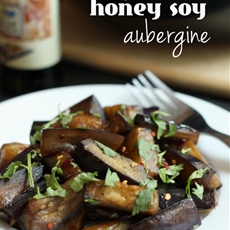 Sticky honey soy aubergine