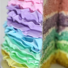 Pastel Rainbow Ruffle Cake