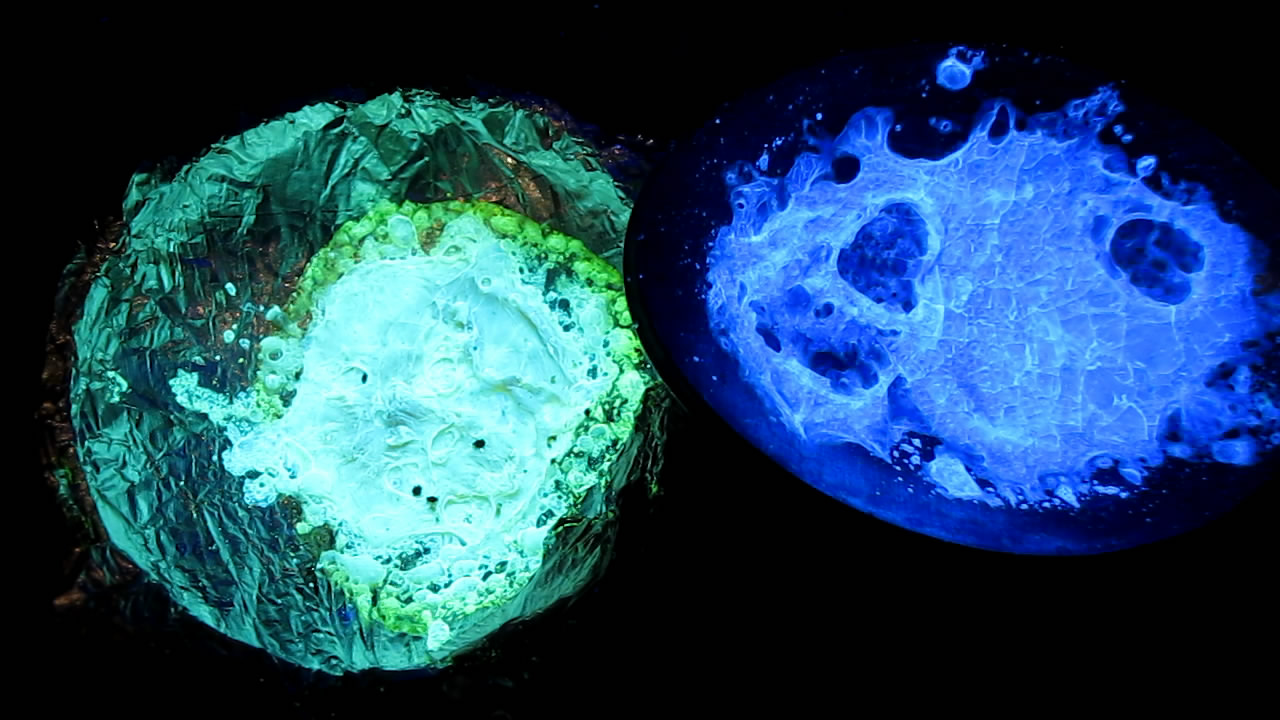 Ëþìèíîôîðû íà îñíîâå áîðíîé êèñëîòû. Boric acid phosphors. (How to prepare variety luminophores from boric acid and organic compounds)