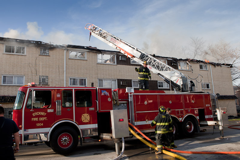 Berwyn Fire Department 2-11 alarm at 28th & Ridgeland 4-23-11