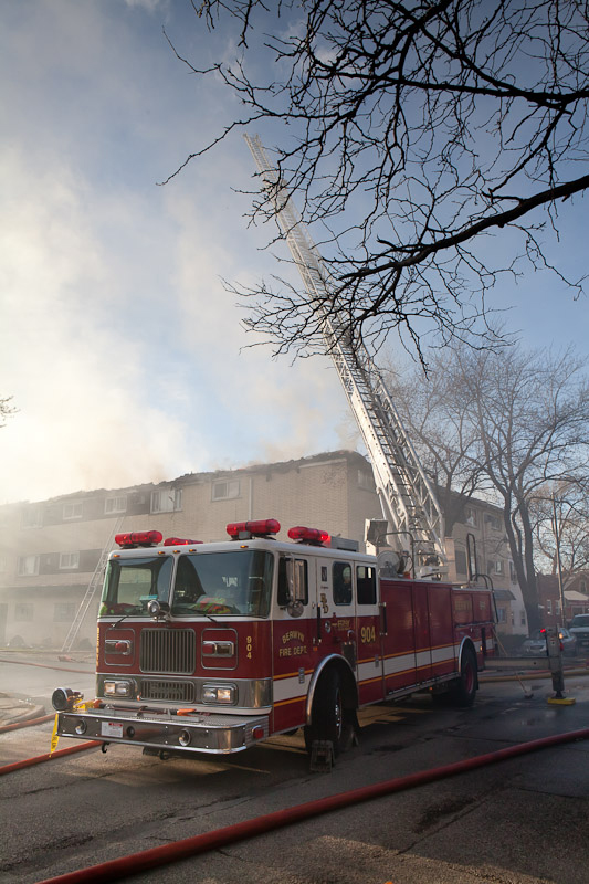 Berwyn Fire Department 2-11 alarm at 28th & Ridgeland 4-23-11