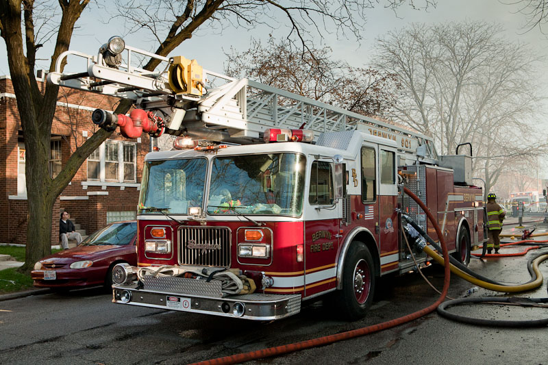 Berwyn Fire Department 2-11 alarm at 28th & Ridgeland 4-23-11