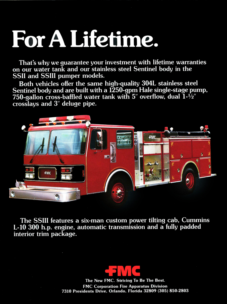 FMC Fire Apparatus Sentinel pumper brochure