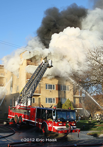 Chicago 3-11 Alarm apartment building fire 11-24-12 at 2030 W. 111th Street 