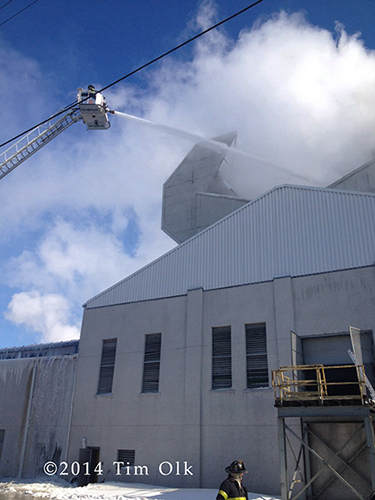 winter fire at industrial building