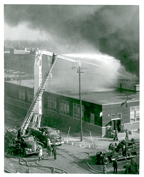 Vintage Chicago fire scene 