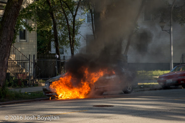 cary fully engulfed in flames