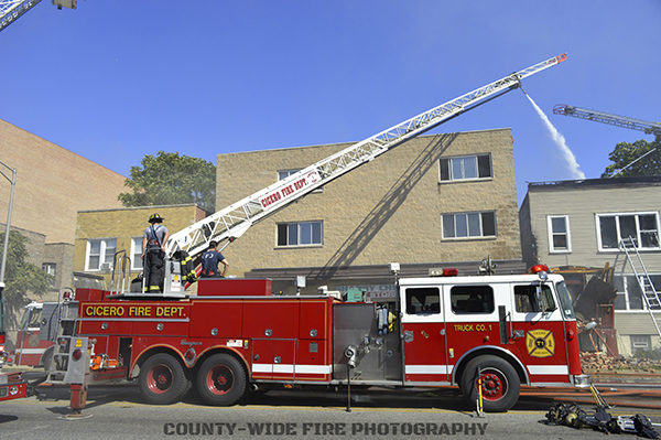 Cicero fire truck at fire scene