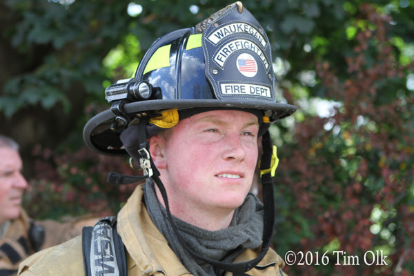 closeup of Waukegan firefighter