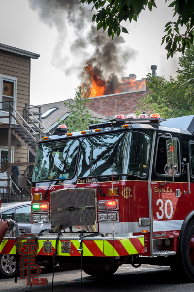 E-ONE Cyclone fire engine at Chicago fire scene