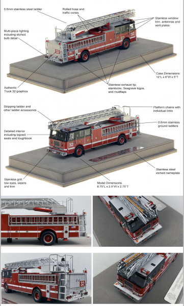 Fire Replicas model of 1996 Chicago FD Seagrave aerial ladder