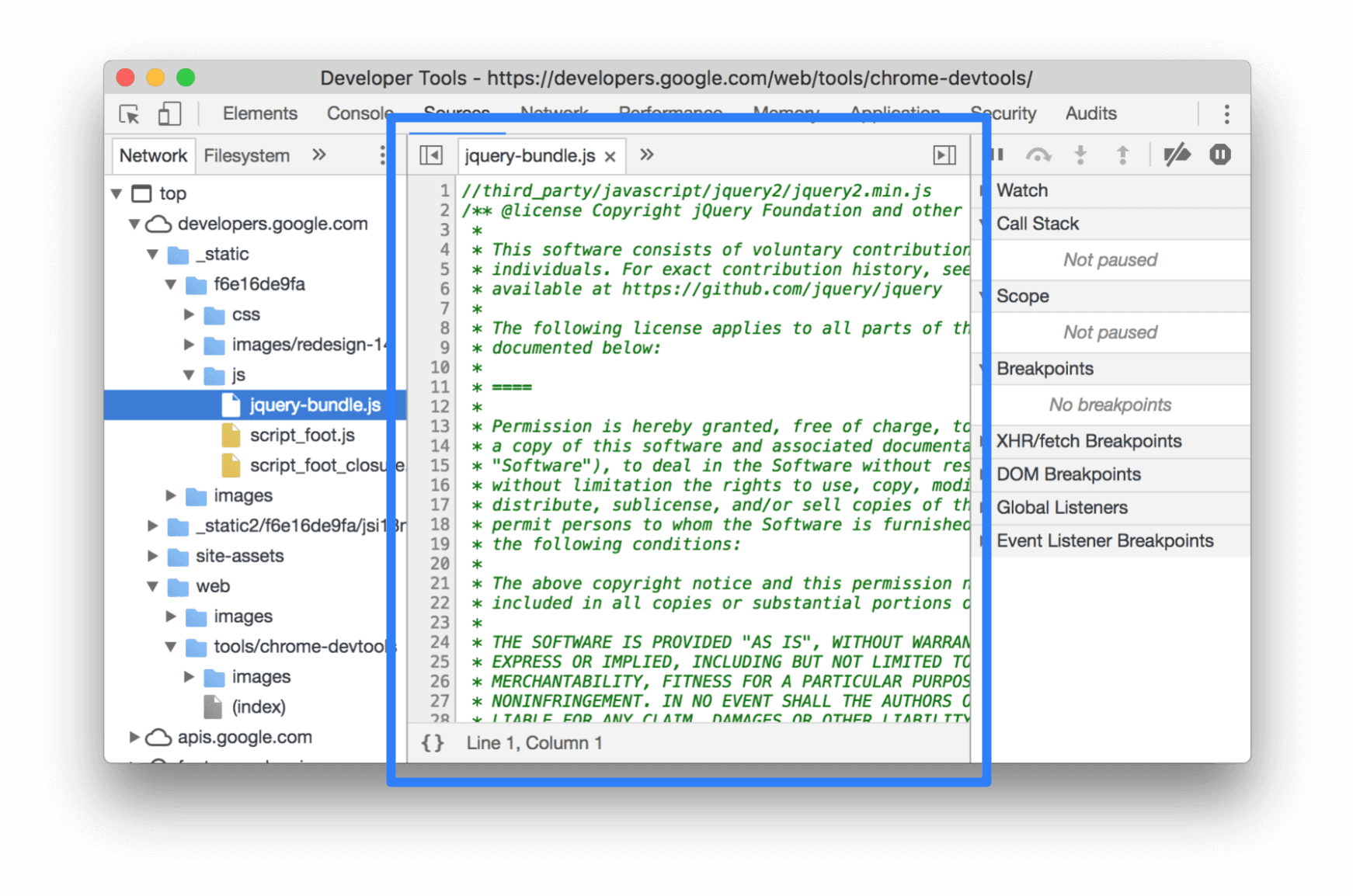 Melihat file di panel Editor.