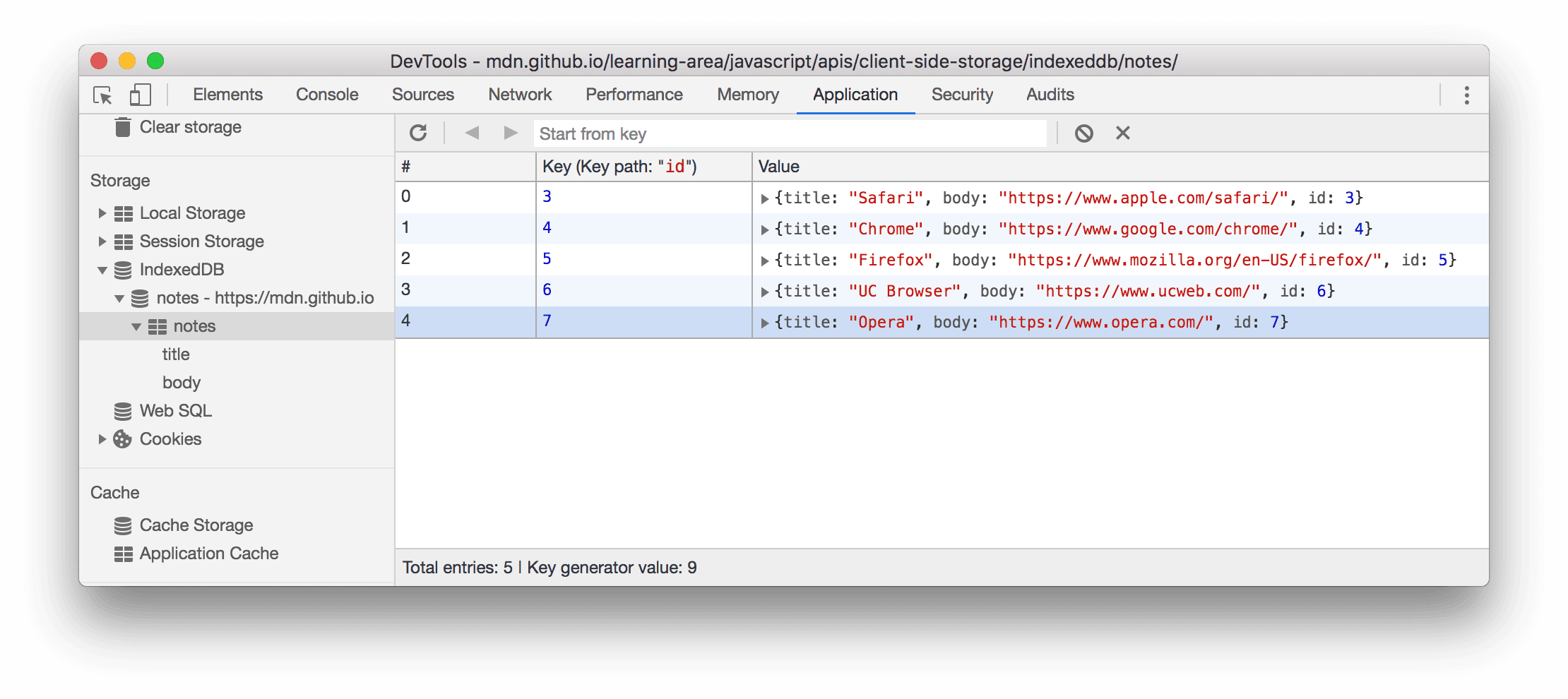 How the object store looks after the key-value pair has been deleted