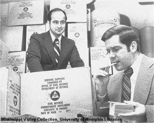 Newspaper photo of CD guys with shelter food