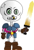 Skeleton Holding Sword Clip Art