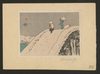 Two People Crossing A Steep Snow-covered Bridge Image