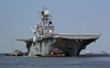 The Amphibious Assault Ship, Uss Bataan (lhd 5) Departs Naval Base Norfolk Today, Before Hurricane Isabel Arrives Image