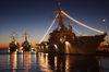 The First Sunset Of The Year Provides A Beautiful Backdrop For The Guided Missile Destroyers Uss Fitzgerald (ddg 62), Uss Stethem (ddg 63), Uss Howard (ddg 83). Image