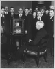 [lee Deforest, 1873-1961, Full Length, Seated In Front Of Small Crowd, Left Profile; Watching And Listening To Talking Movie Of Himself; Newark, N.j.] Image