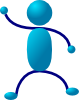 Waving Blue Stick Man Clip Art