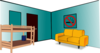 3d Room Interior (2 Walls, 2 Windows, Door Clip Art