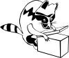 Raccoon Opening Box Clip Art