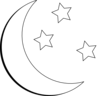 Moon And Stars Outline Clip Art