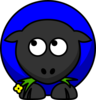 Blue Sheep Looking Left Clip Art