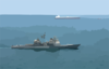 Uss Chosin (cg 65) Enforces An Exclusionary Perimeter As Commercial Oil Tanker Abqaiq Readies Itself To Receive Oil At Mina-al-bkar Oil Terminal (mabot), An Off Shore Iraqi Oil Installation Clip Art