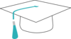 White Graduation Cap With Teal Ribbon Clip Art