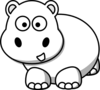 Side Hippo Outline Clip Art