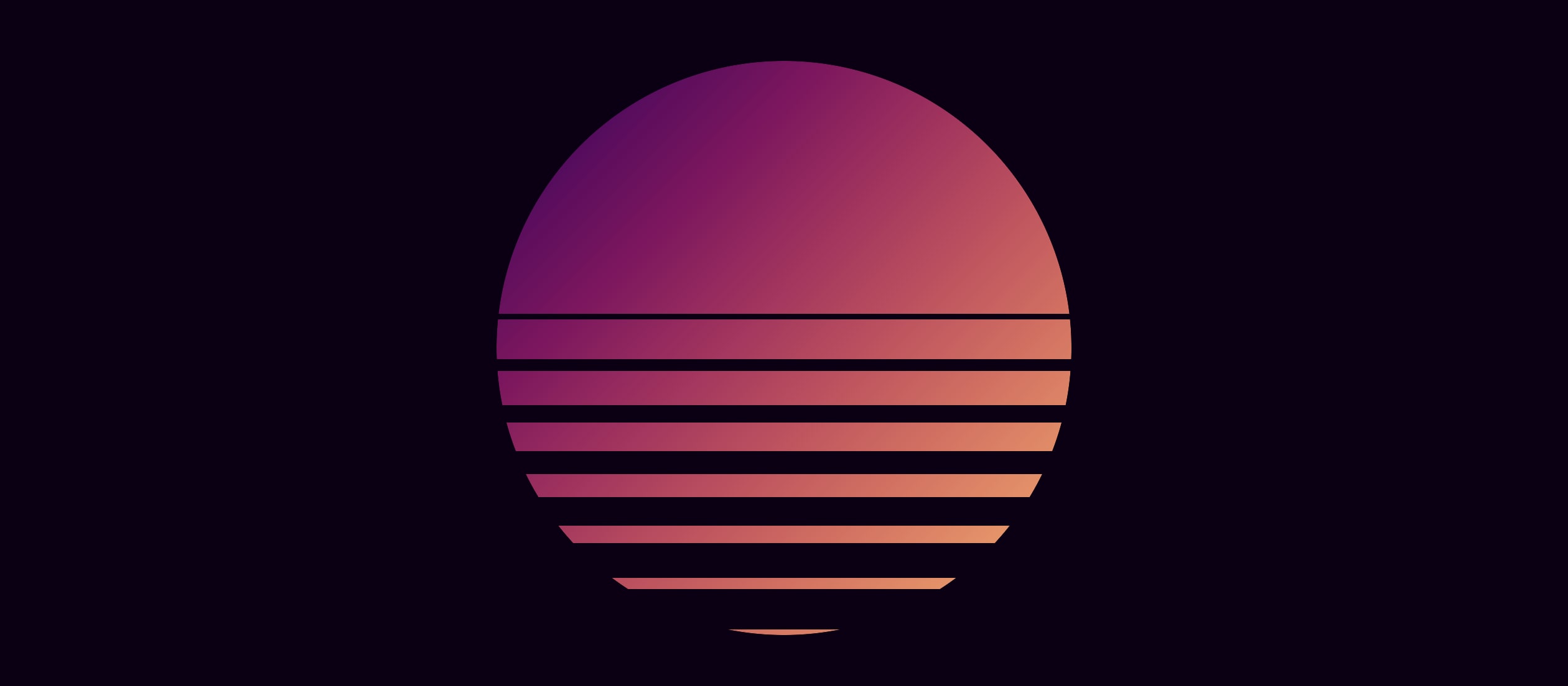 A orange and purple gradient sun with a striped mask on the bottom half