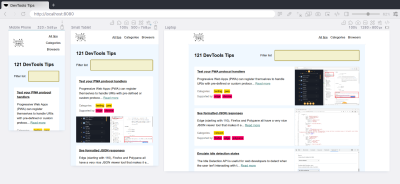 A screenshot of Polypane browser with simulated multiple synchronized viewports