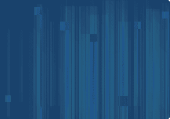 Abstract image features vertical blue lines of varying opacity and a few floating squares, creating a layered pattern against a darker blue background.