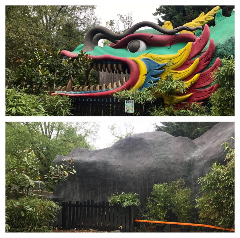 dragon falls, tiger rock, tunnel, chessington