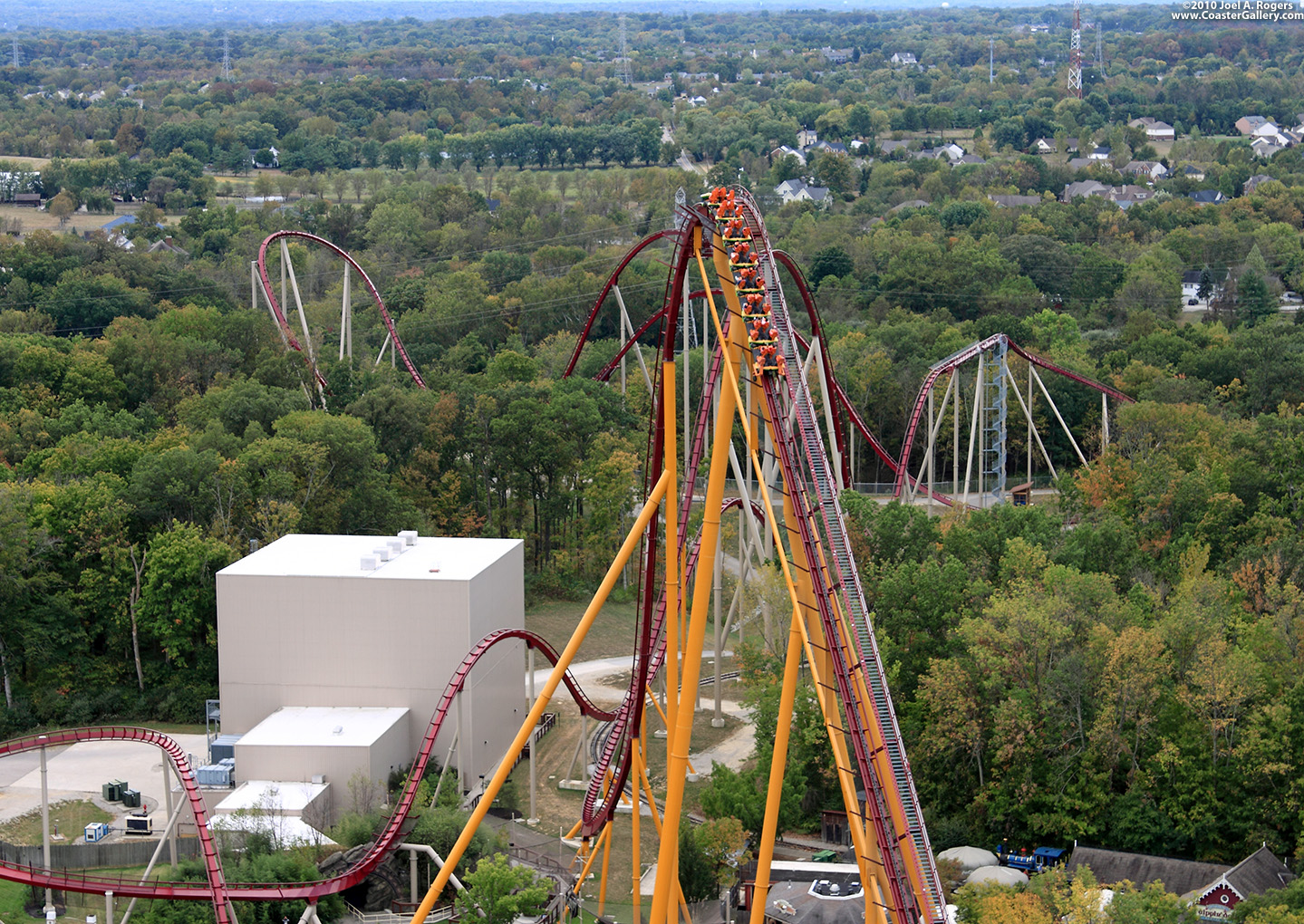 Aerial view of the Diamondback roller coaster at Kings Island