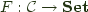 $F : \mathcal{C} -> \mathbf{Set}$