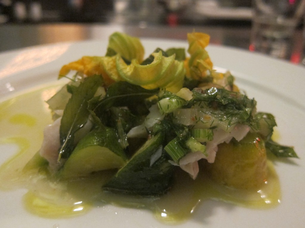 Sgombri con Zucchini e Finocchi (Mackerel and Summer Squash with Wild Fennel Sauce)