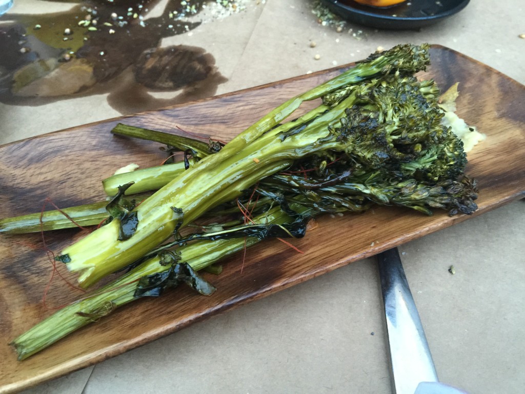 Roasted Broccolini with Chili and Garlic Chips