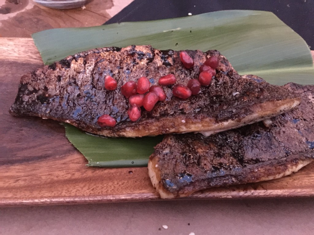 Branzino with Fig Pomegranate Sauce